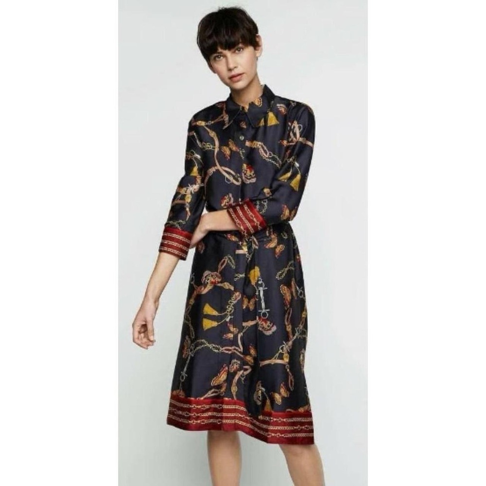 NWT Zara Women's Black Chain and butterflies dress size sm